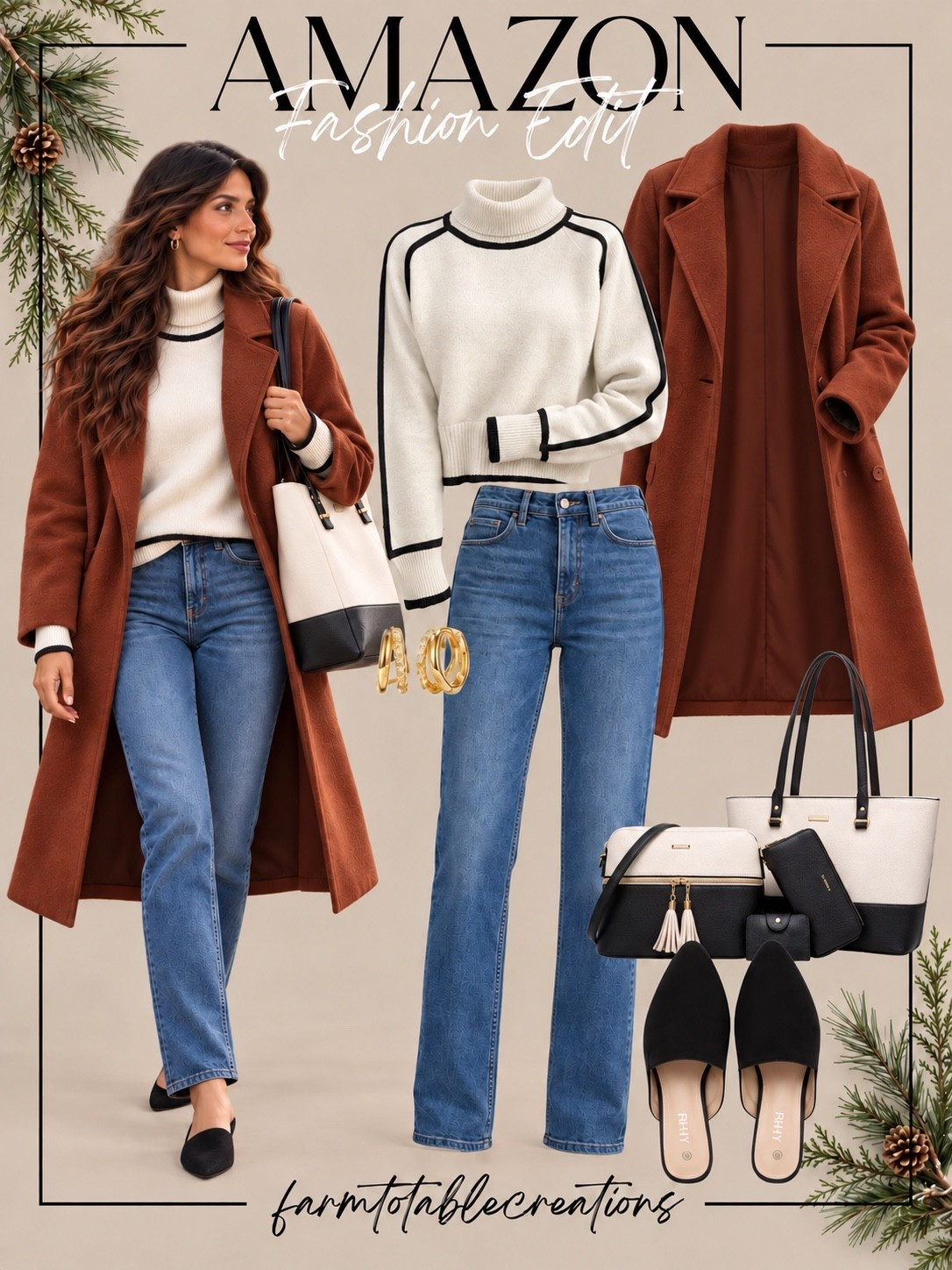 Casual Winter Lunch Outfit 🤎❄️

The perfect casual-but-polished winter lunch look! A cozy ivory turtleneck paired with classic denim feels effortless, while the rich rust-colored coat adds the prettiest warm pop of color. Black piping on the sweater gives the whole outfit that elevated, expensive-looking finish without making it feel too dressy.

Add black flats, gold jewelry, and a structured black-and-ivory bag for an easy look that works for lunch with friends, a casual date, holiday get-togethers, or an afternoon of shopping.

Follow @farmtotablecreations on Instagram for more cozy home finds and trending decor.

#LTKStyle #AmazonFashion #AmazonFinds #WinterOutfit #CasualWinterStyle #WinterLunchOutfit #LunchOutfit #CasualChic #AmazonStyle #WinterFashion #CozyStyle #JeansOutfit #TurtleneckStyle #EverydayOutfit #LTKHoliday

#LTKOver40 #LTKSeasonal #LTKmomlife