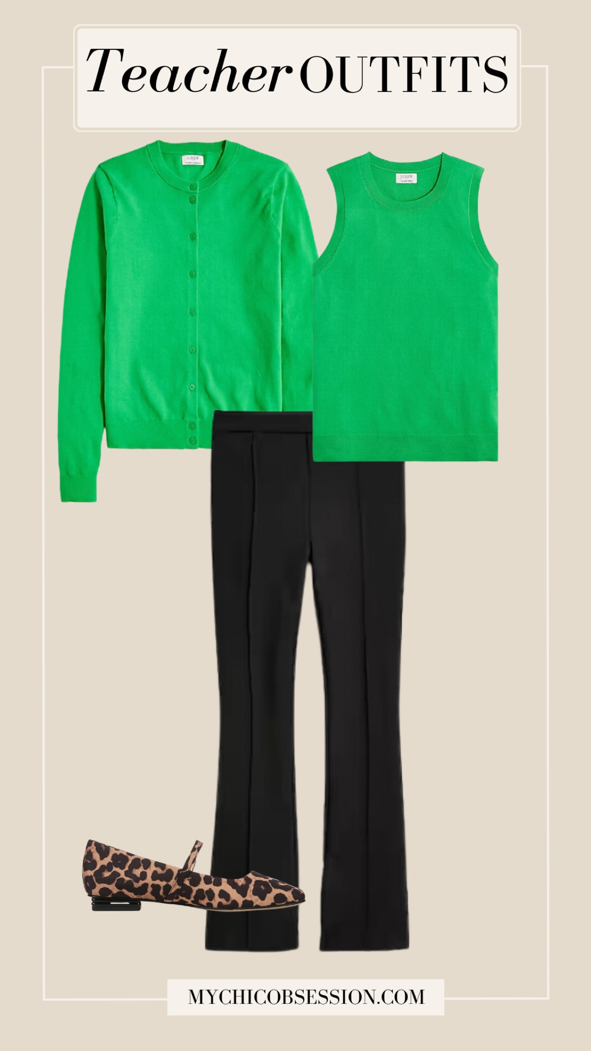 Looking for teacher outfits as you head back to school? This teacher outfit idea is fashionable and easy to wear!

cardigan, sweater tank, leopard print Mary Jane flats, crop flare pants 

#LTKBacktoSchool #LTKWorkwear