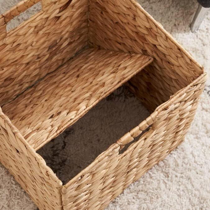 12x12x12 Storage Cube, Water Hyacinth Storage Baskets, Wicker Storage Baskets for Shelves, Woven ... | Amazon (US)