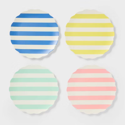 4pk 10" Scallop Striped Dinner Plate Set - Sun Squad™ | Target