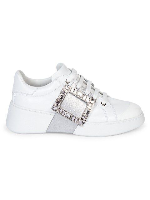 Viv Glitter & Crystal Buckle Skate Sneakers | Saks Fifth Avenue