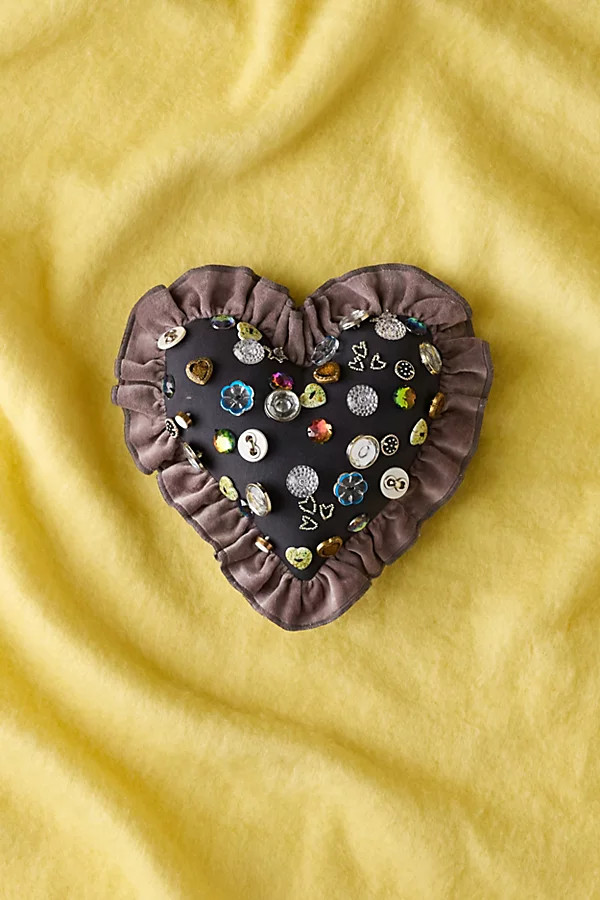 Beaded Heart Ruffle Throw Pillow | Urban Outfitters (US and RoW)