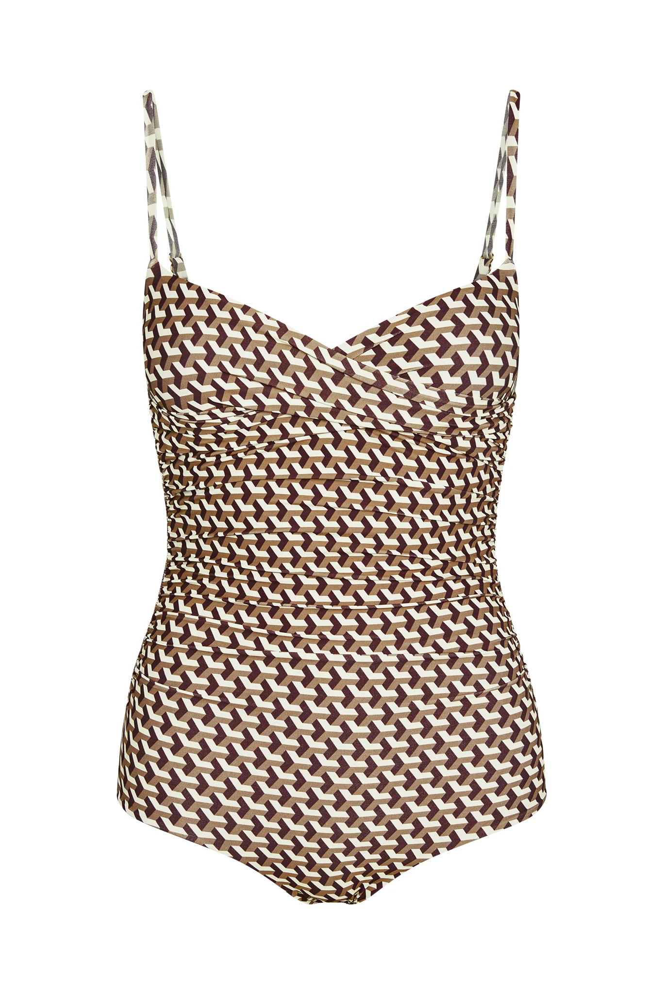 Bordeaux One Piece Full Coverage - Husk Geo | Monday Swimwear