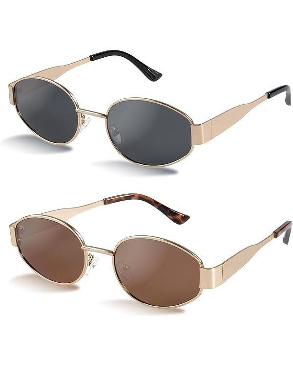 livho Oval Trendy Polarized Sunglasses Women Men, Retro Sun Glasses for Women Men 2024, Vintage C... | Amazon (US)