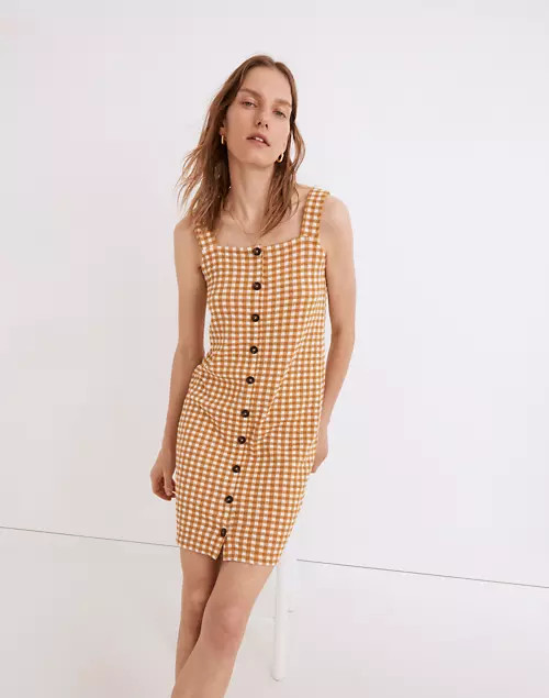 Jacquard Button-Front Mini Dress in Gingham Check | Madewell