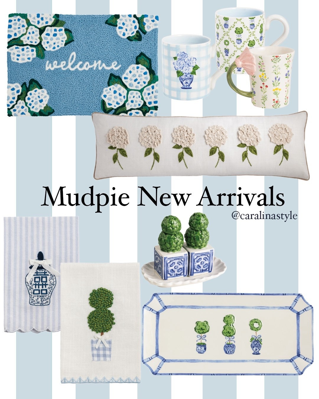 Hydrangeas, topiaries, and all the blue and white! 💙