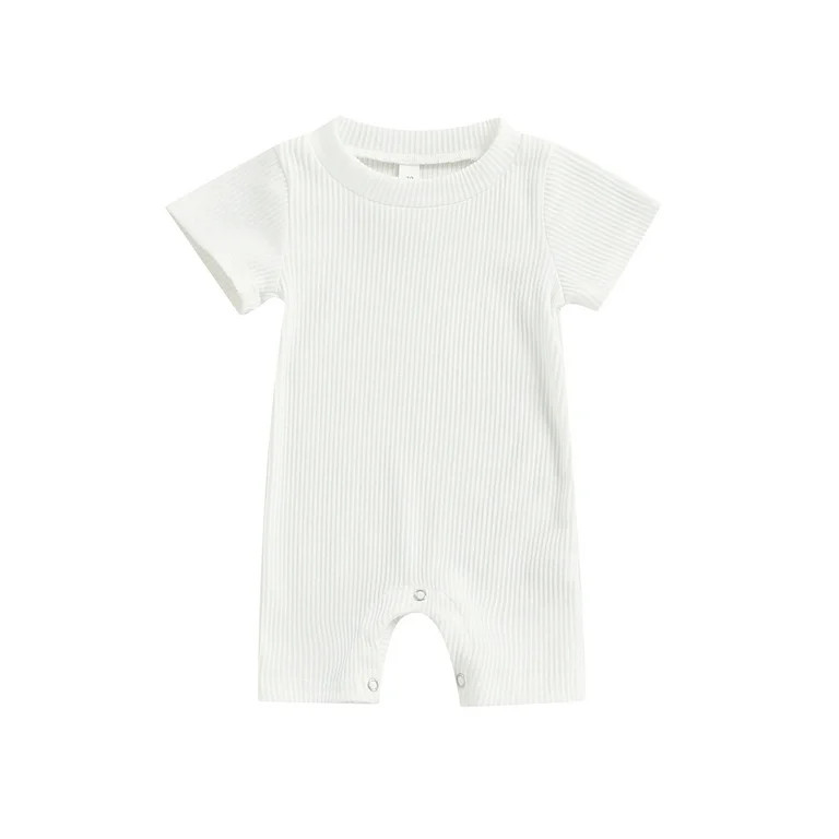 Canrulo Newborn Infant Baby Boy Girl Summer Romper Jumpsuits Short Sleeve Ribbed Ribbed Onesies U... | Walmart (US)