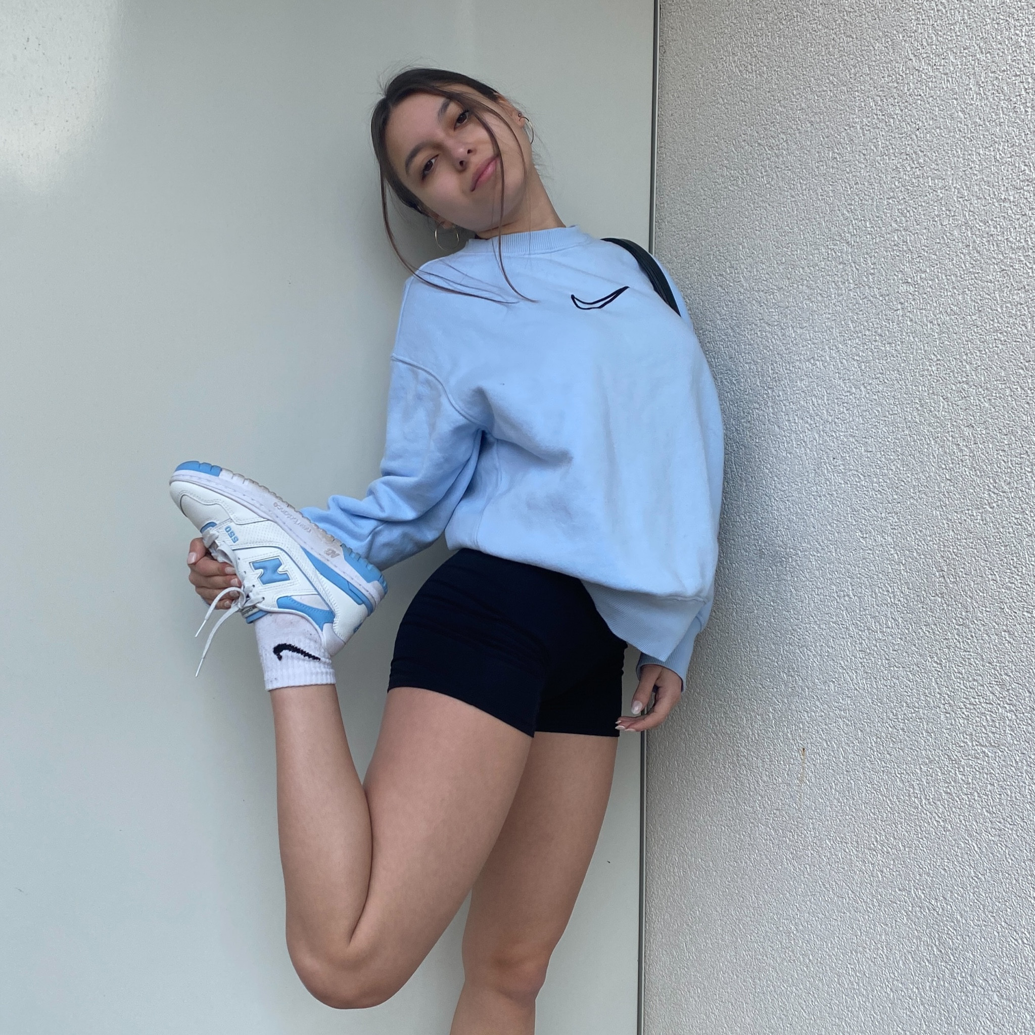 Outfit Inspo. I’m wearing this blue Nike sweater, underneath a jumpsuit and then some nike socks and mg favourite shoes - new balance 550! 

#LTKstyletip #LTKeurope #LTKSeasonal