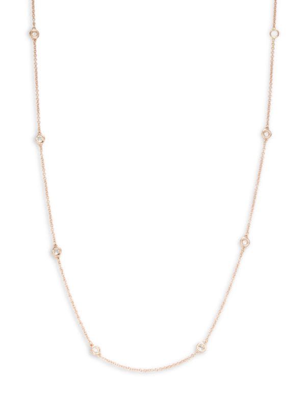 14K Rose Gold & Diamond Station Necklace | Saks Fifth Avenue OFF 5TH