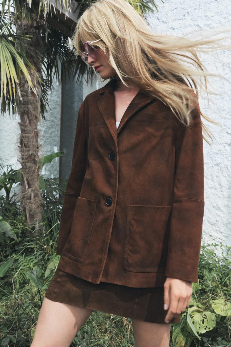 ZW COLLECTION 100% SUEDE LEATHER BLAZER | Zara UK