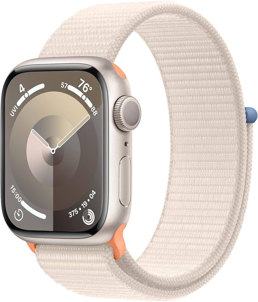 Apple Watch Series 9 [GPS 41mm] Smartwatch with Starlight Aluminum Case with Starlight Sport Loop... | Amazon (US)