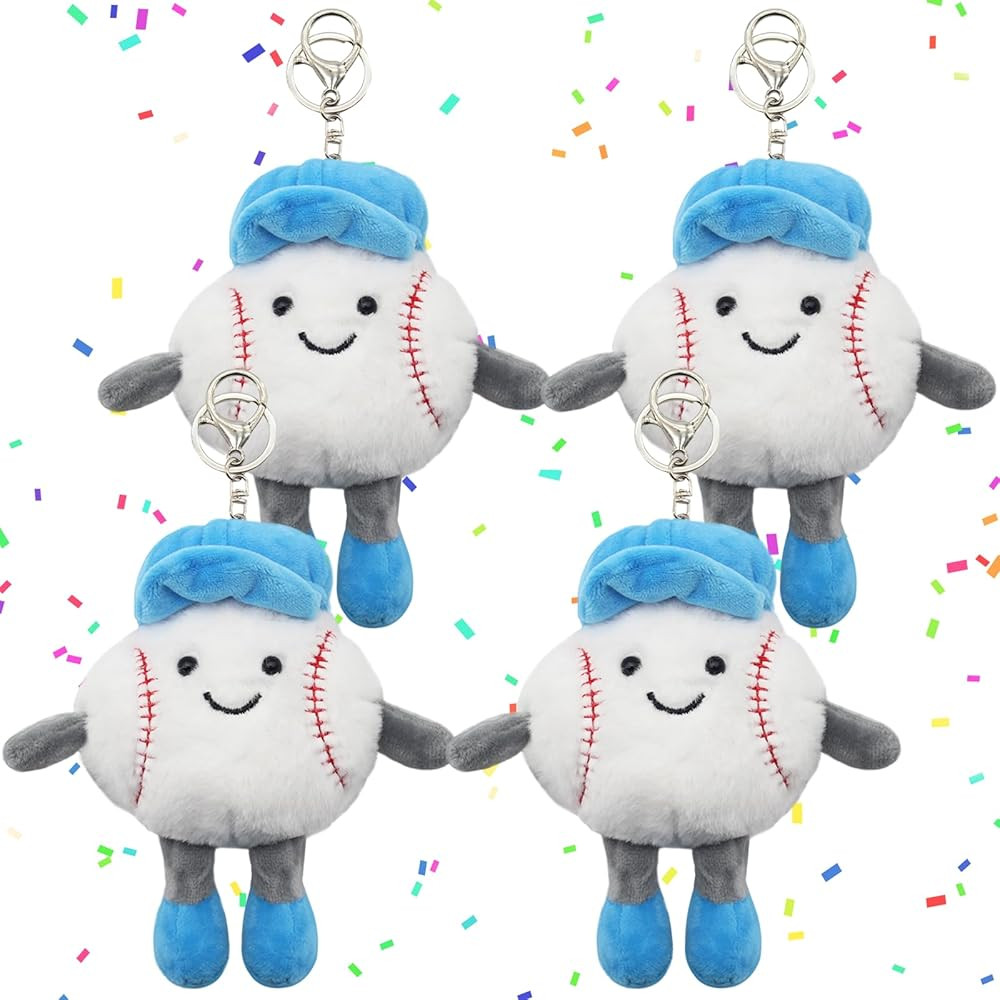 4Pcs Cute Sports Ball Keychain Gift, Soft Sports Stuffed Pendant Bag Charm for Sports Fans, Party... | Amazon (US)
