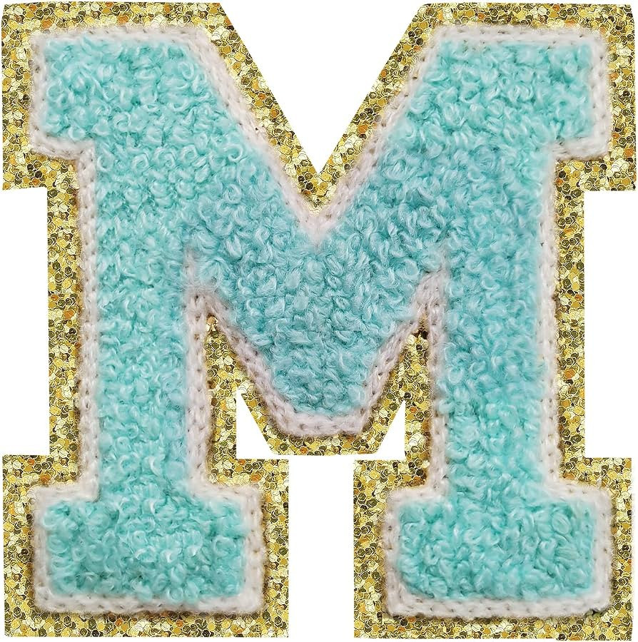 3Pcs Letter Patches Varsity Glitters Chenille,SPRT Iron on Blue Letter Patch,Alphabet Cloth Patch... | Amazon (US)
