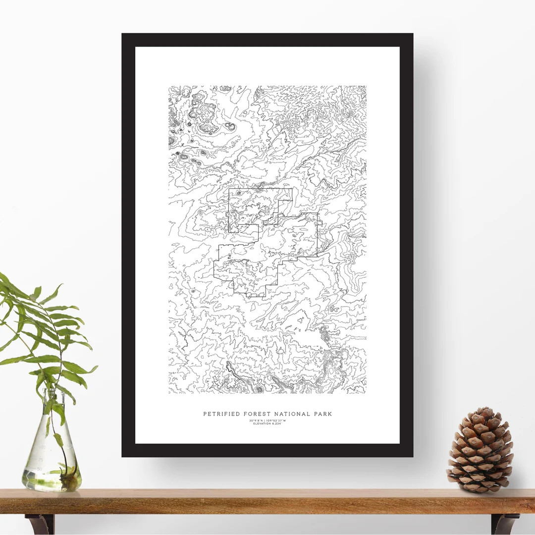 Petrified Forest National Park, Arizona | Topographic Print, Contour Map, Map Art | Home or Offic... | Etsy (US)