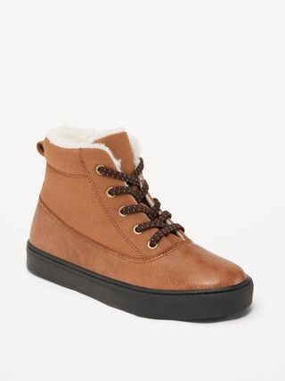 Gender-Neutral Sherpa-Lined High-Top Sneakers for Kids | Old Navy (US)
