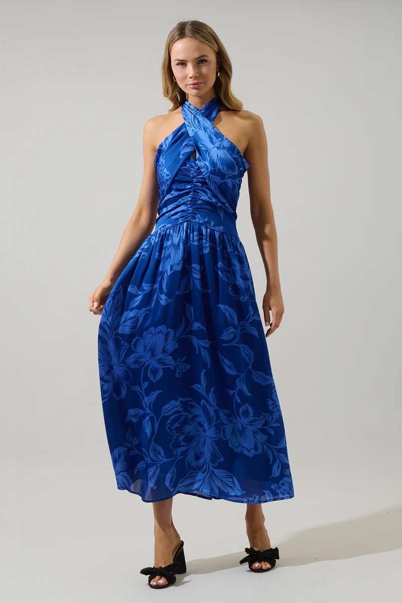 Ciara Floral Tiffi Halter Maxi Dress | Sugarlips