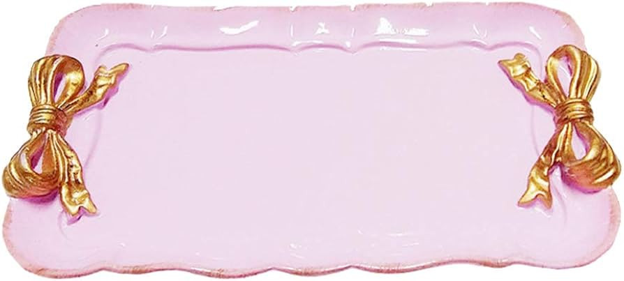 Kichvoe Vintage Decorative Tray Towel Tray Bow-Knot Resin Dish Plate Fruit Trays Rings Bracelets ... | Amazon (US)