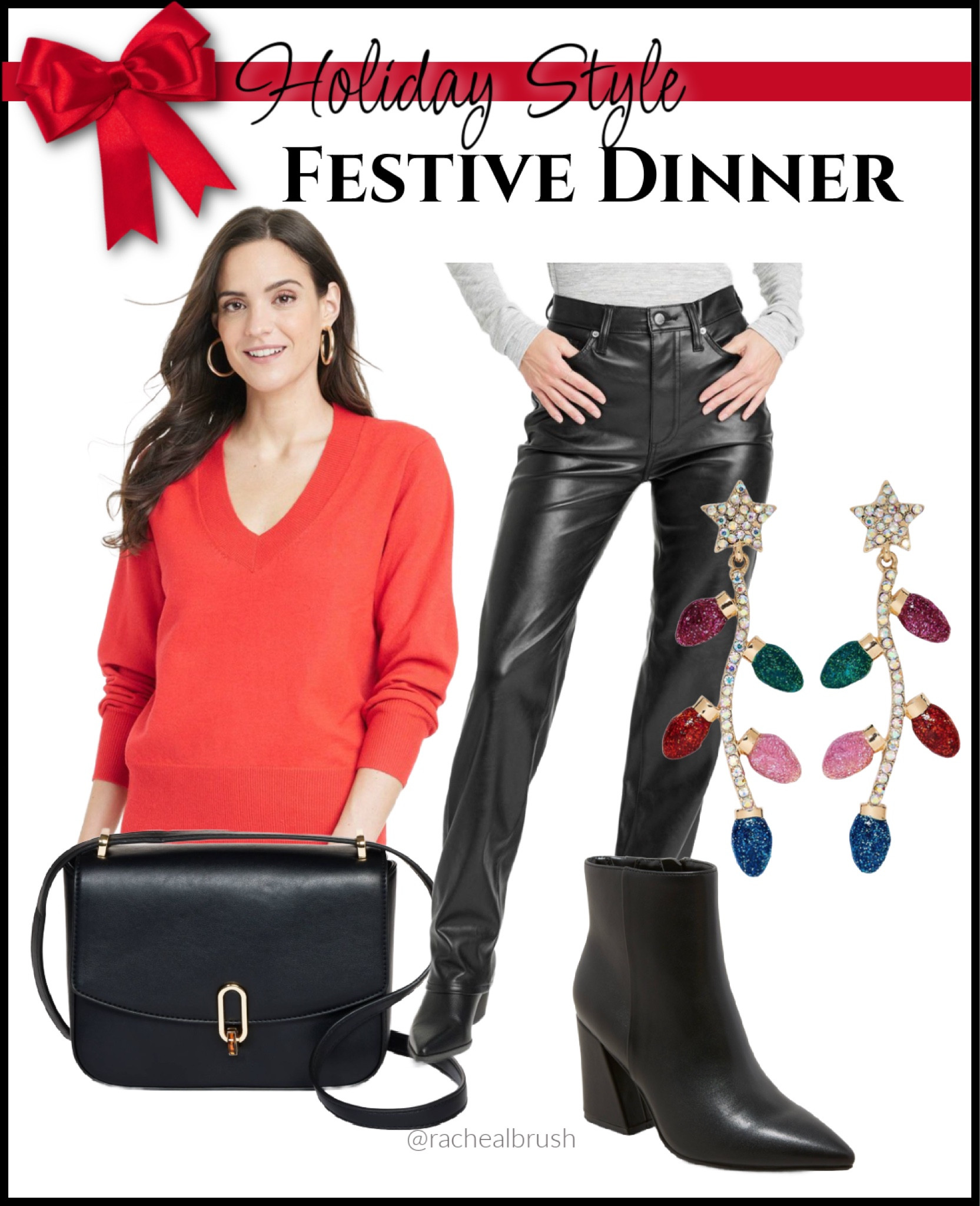 Holiday Style: Festive Dinner. Faux leather pants. Christmas party. Holiday party. Holiday outfits. Boots  

#LTKSeasonal #LTKCyberWeek #LTKstyletip