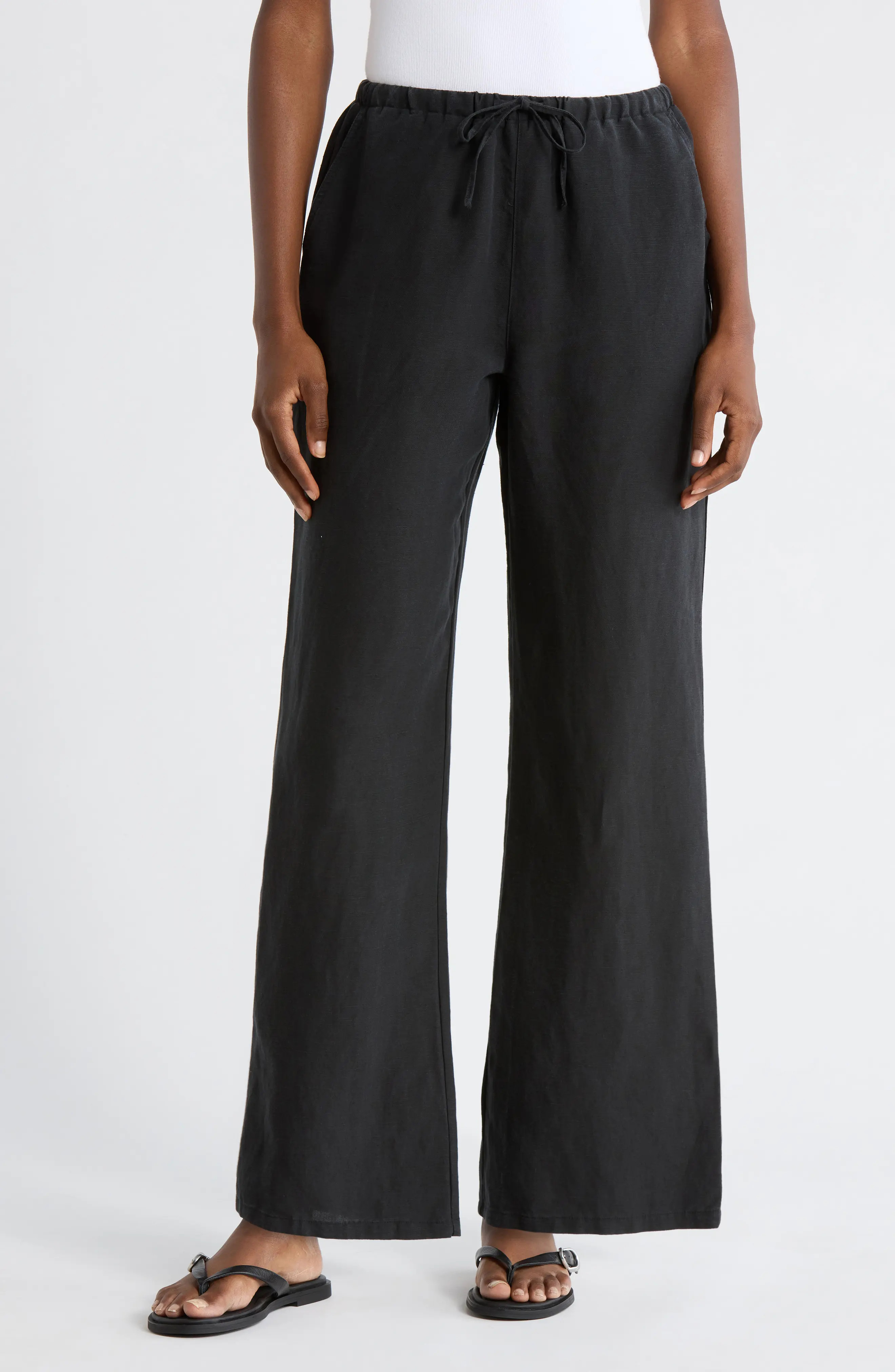 Marine Layer Linen Blend Straight Leg Pants (Women) | Nordstrom | Nordstrom