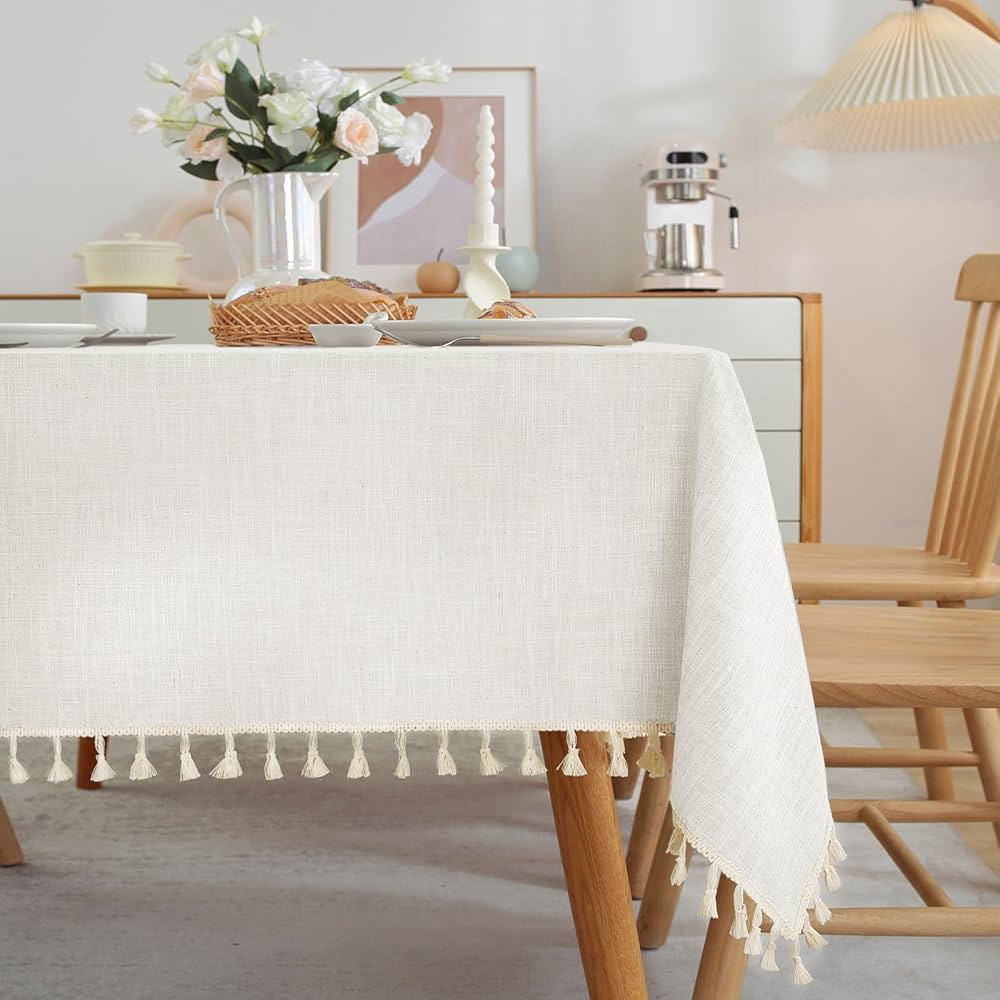 JIALE Textured Tablecloths, Heavy Duty Cotton Linen Farmhouse Table Cloth Rectangle Table, Waterp... | Amazon (US)