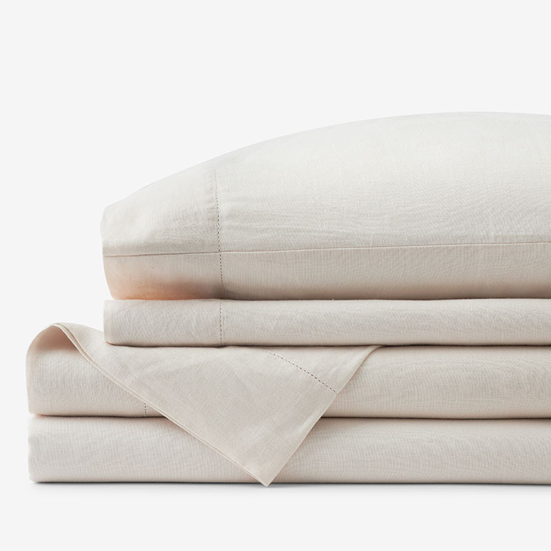 Premium Breathable Relaxed Linen Bed Sheet Set - Parchment, Twin | The Company Store