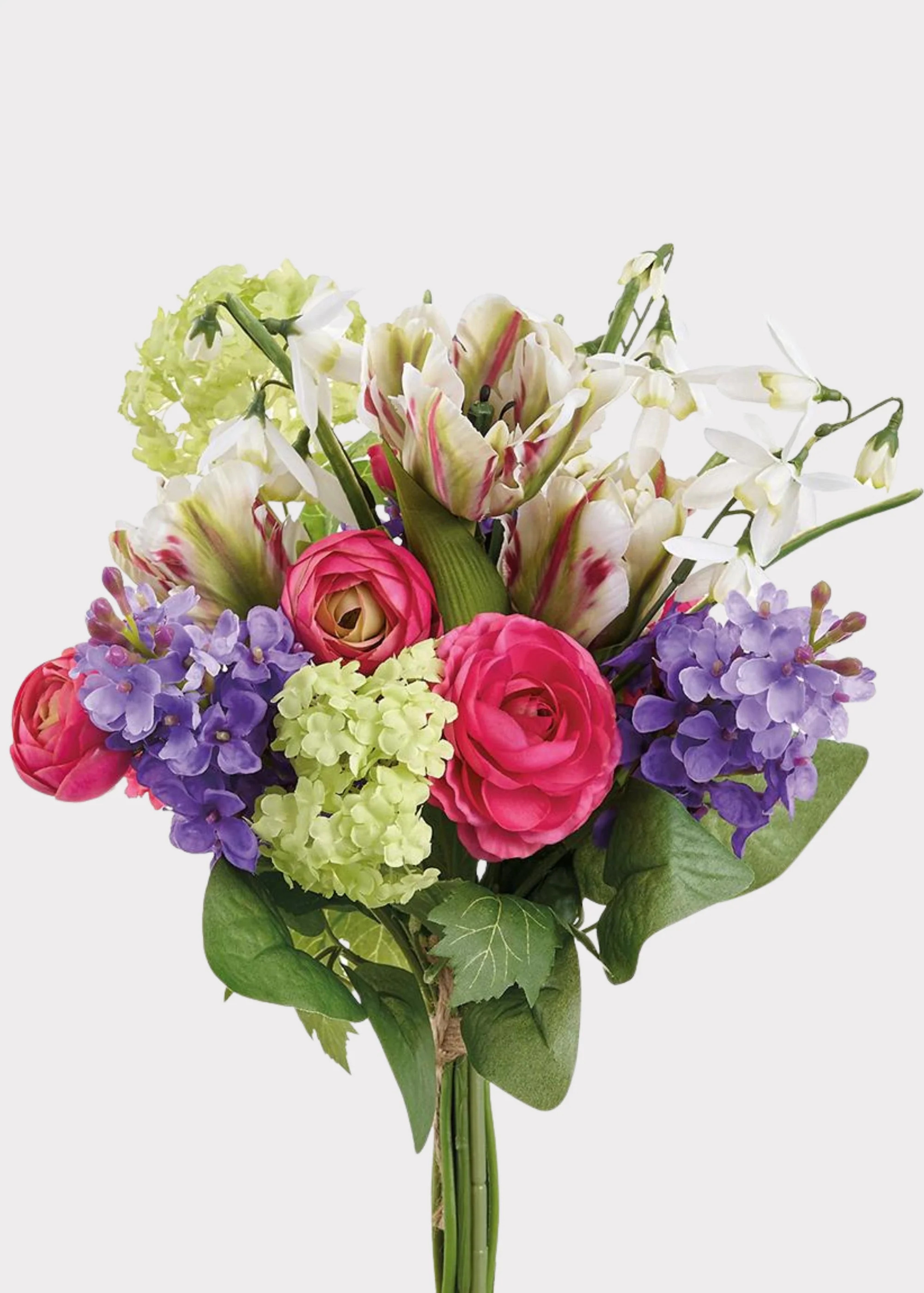Colorful Fake Snowball and Tulip Spring Flower Bouquet - 15 | Afloral