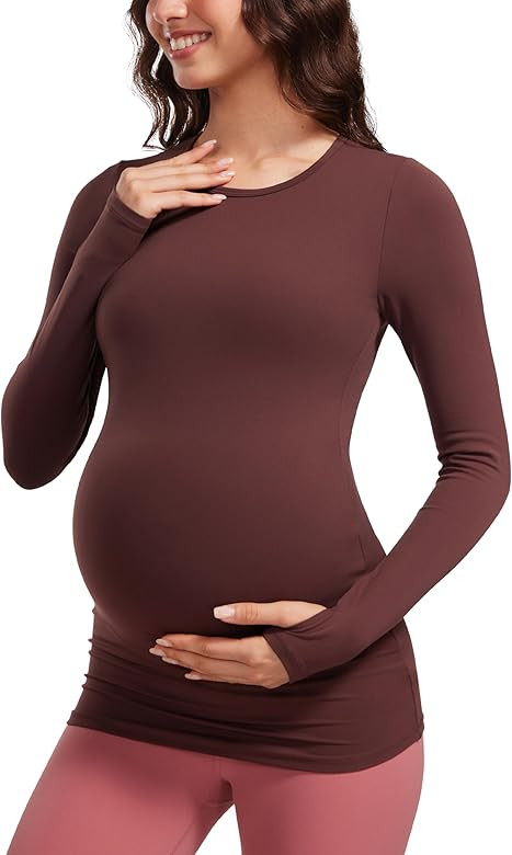 CRZ YOGA Womens Butterluxe Long Sleeve Maternity Tops Crewneck Pregnancy Basic Shirts Soft Athlet... | Amazon (US)