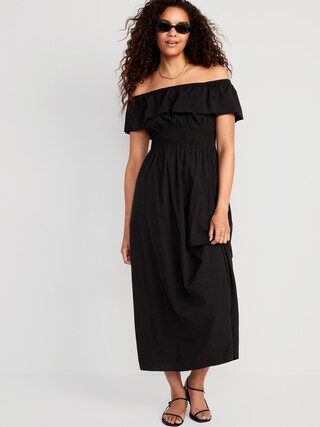 Waist-Defined Ruffled Off-The-Shoulder Smocked Maxi Dress for Women | Old Navy (US)