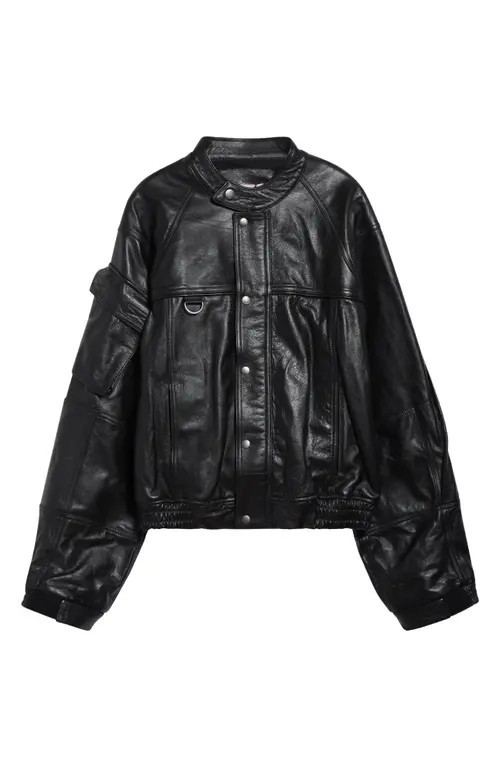 Martine Rose Bumbag Leather Jacket in Black at Nordstrom, Size Small | Nordstrom