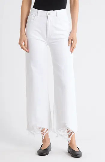 Hepburn High Waist Raw Hem Wide Leg Jeans | Nordstrom Rack