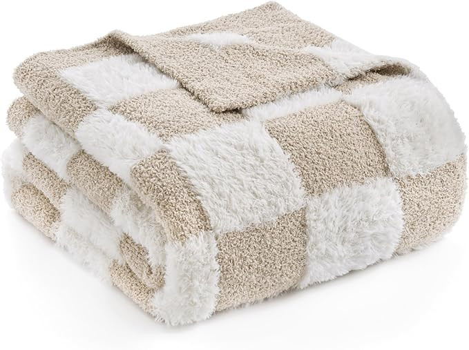 Snuggle Sac Checkered Throw Blanket Faux Fur Microfiber Blankets for Couch,Cozy Soft Warm Blanket... | Amazon (US)