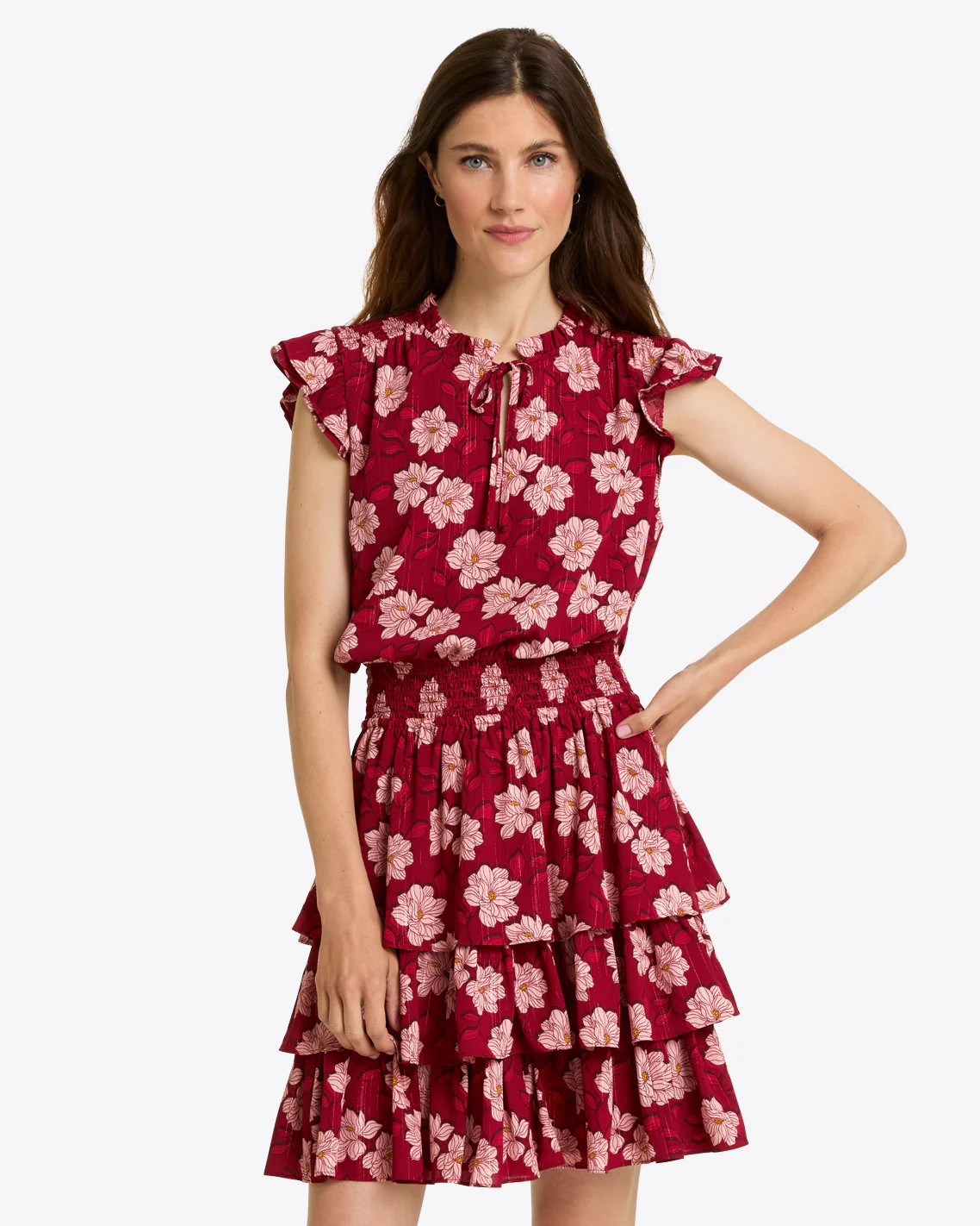 Alana Tiered Dress in Lurex Crepe | Draper James (US)