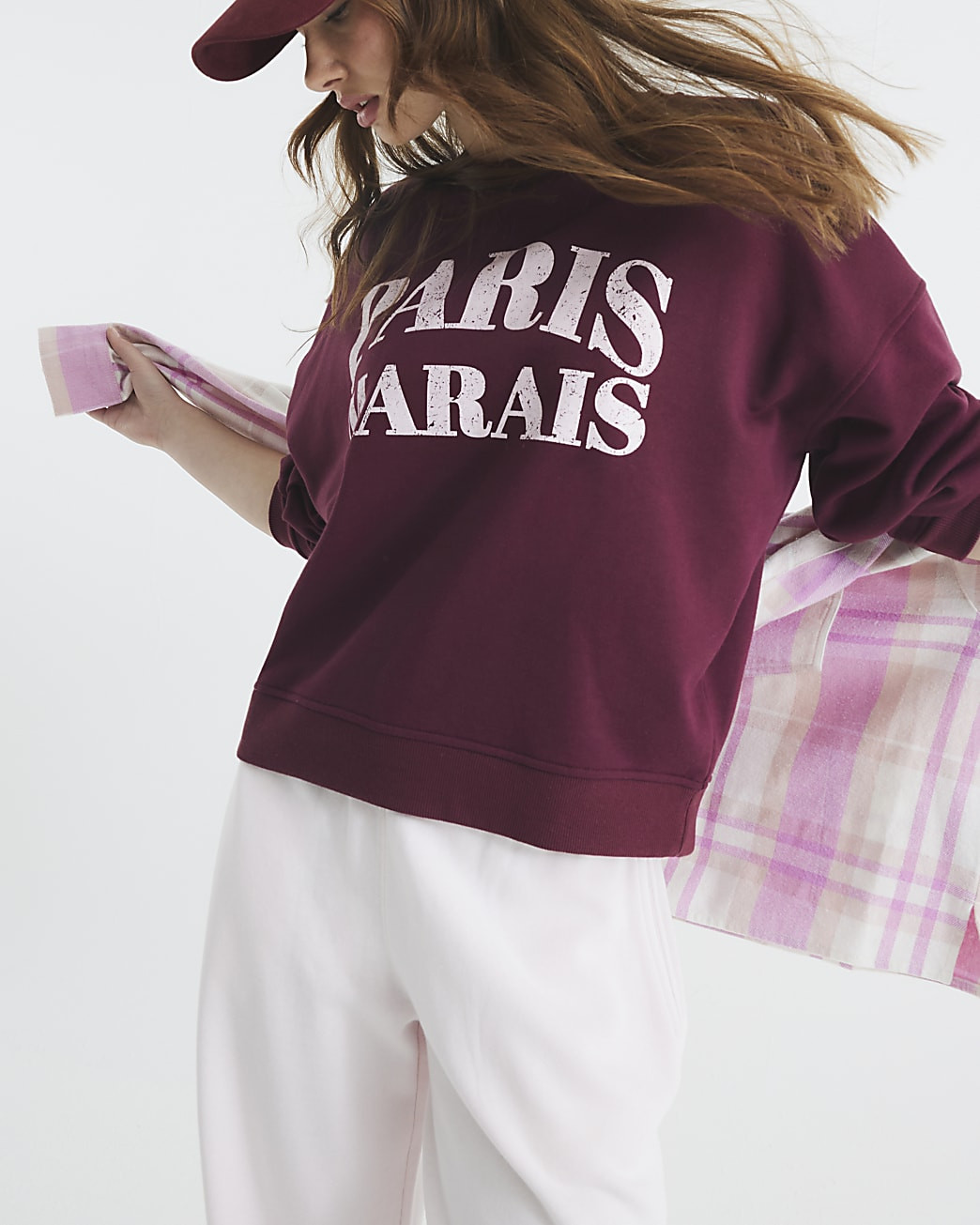 Red Long Sleeve Paris Marais Sweatshirt | River Island UK & IE
