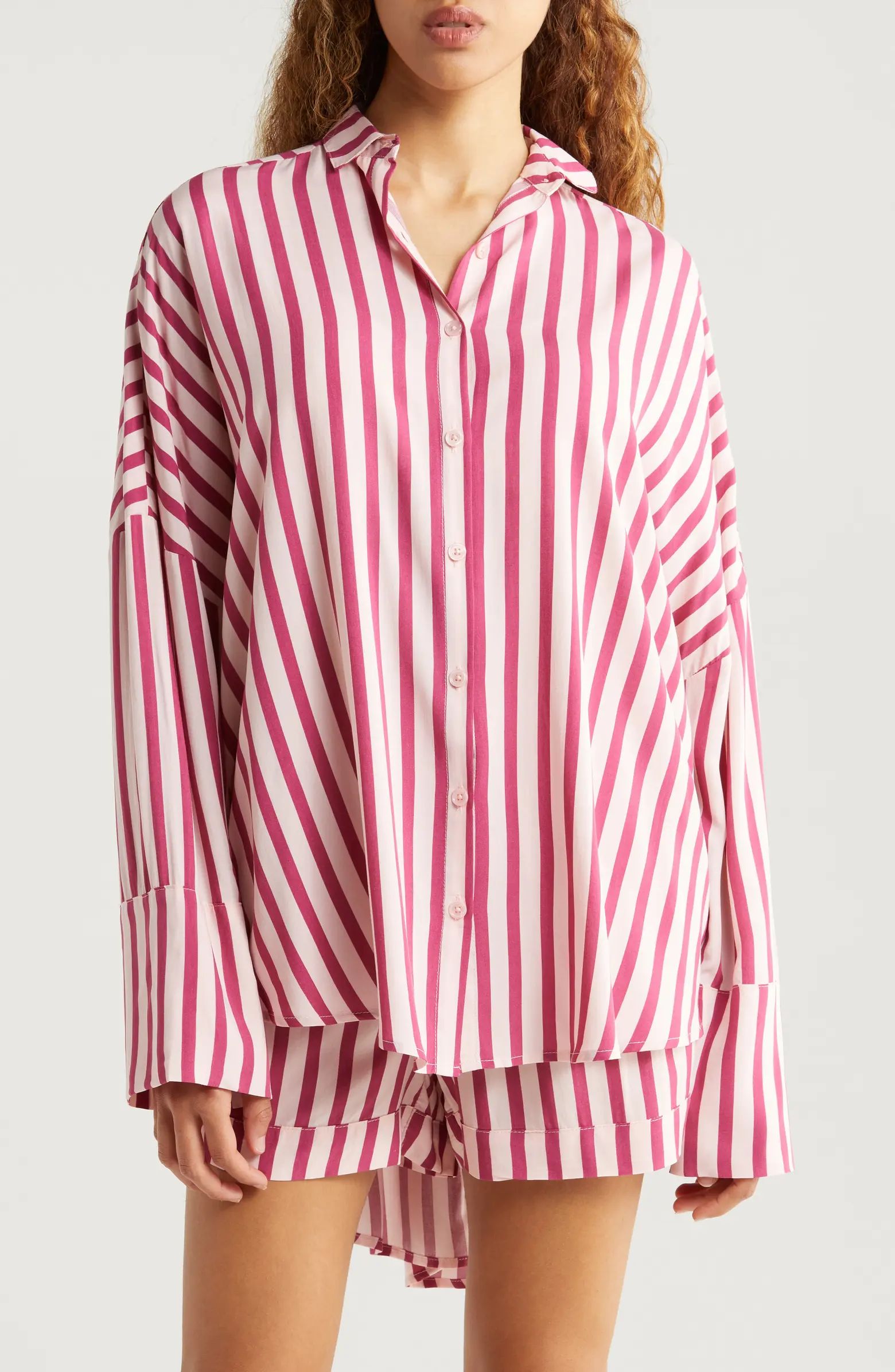 Anniversary Stripe Long Sleeve & Short Pajamas | Nordstrom