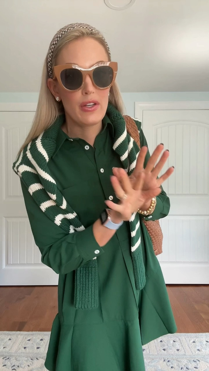 Fall outfit, shirt dress, roll neck sweater, green dress, ballet flats, fall jewelry, Tuckernuck, j.crew, classic style 

#LTKSaleAlert #LTKFindsUnder100 #LTKVideo