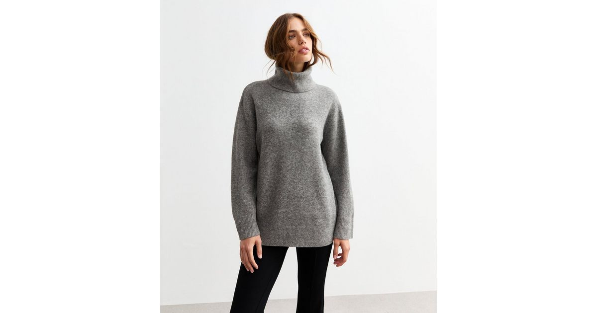 Grey Longline Roll Neck Jumper | New Look | New Look (UK)