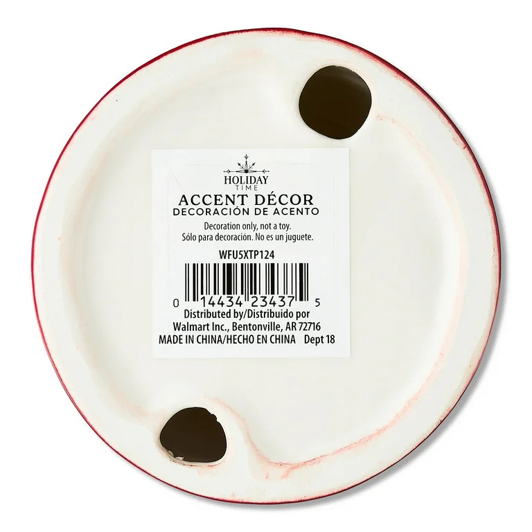 Ceramic Holly and Berries Christmas Tree Tabletop Decoration, White/Green/Red, 10", by Holiday Ti... | Walmart (US)