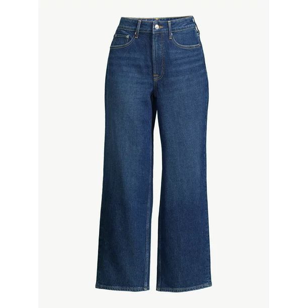 Free Assembly Women's Cropped Wide High Rise Straight Jeans - Walmart.com | Walmart (US)