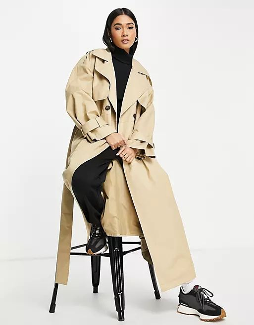 ASOS EDITION trench coat with tie in camel | ASOS (Global)