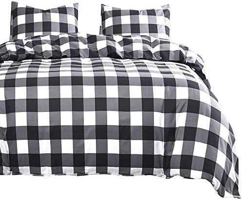 Wake In Cloud - Gray Plaid Comforter Set, Buffalo Check Gingham Geometric Checker Pattern Printed... | Amazon (US)