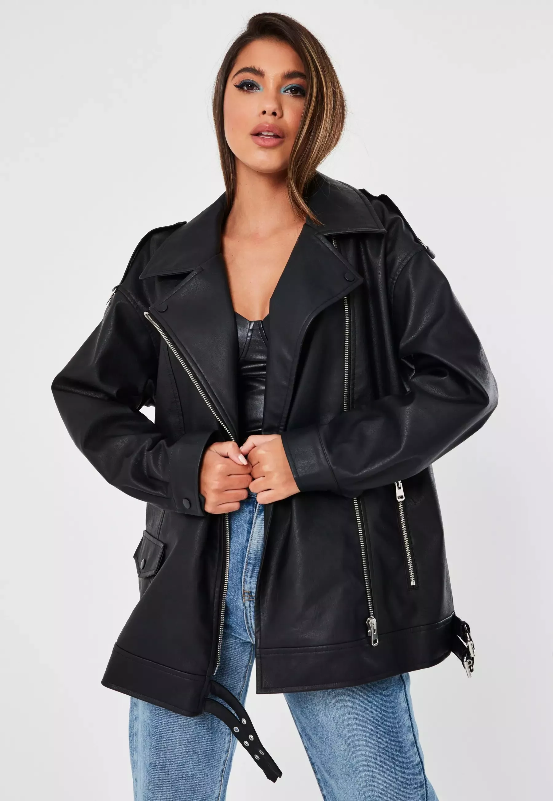 Oversized Black Faux Leather Long … curated on LTK