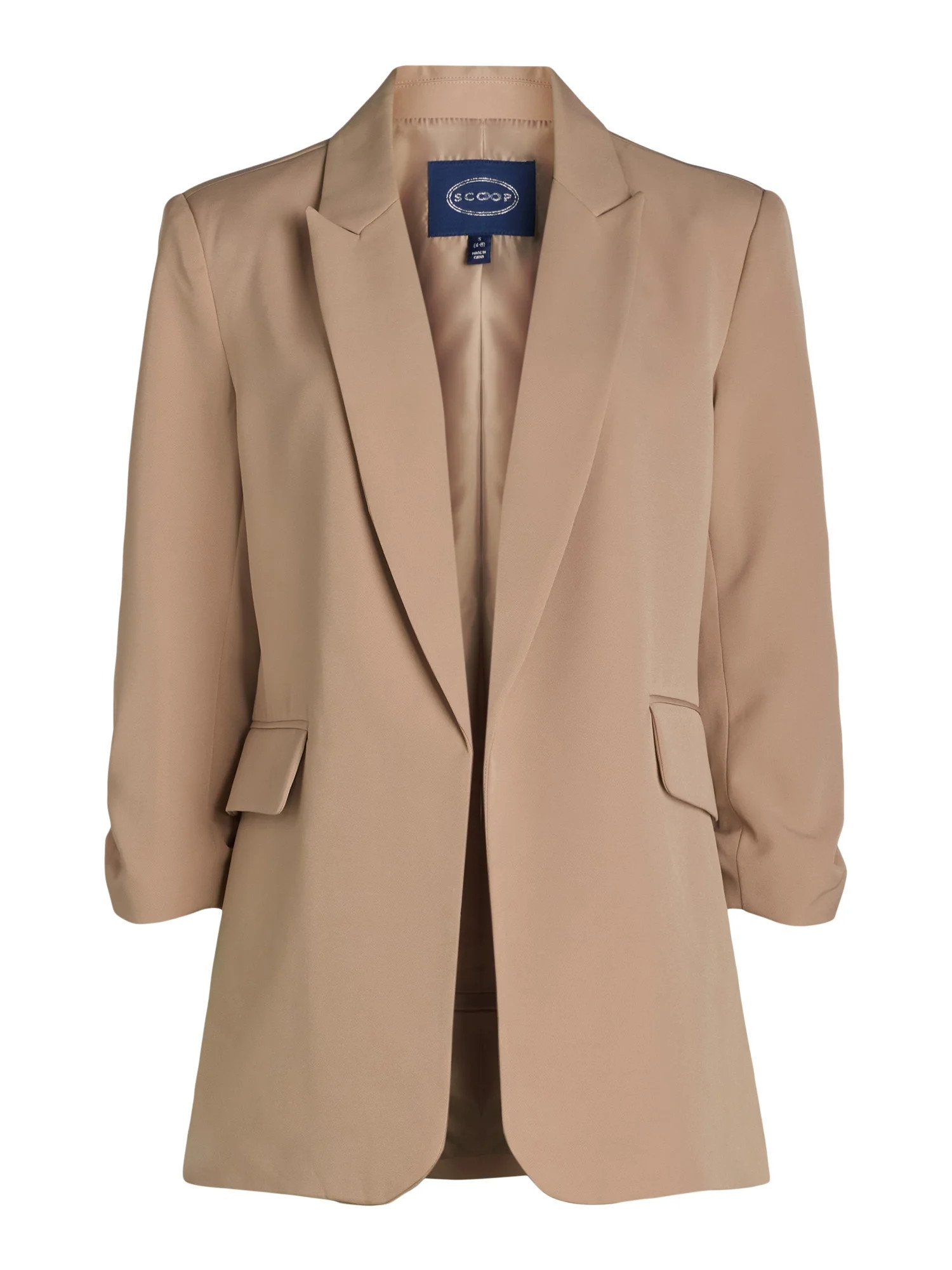 Scoop Women's Relaxed Scuba Knit Blazer with Scrunch Sleeves, Sizes XS-XXL - Walmart.com | Walmart (US)