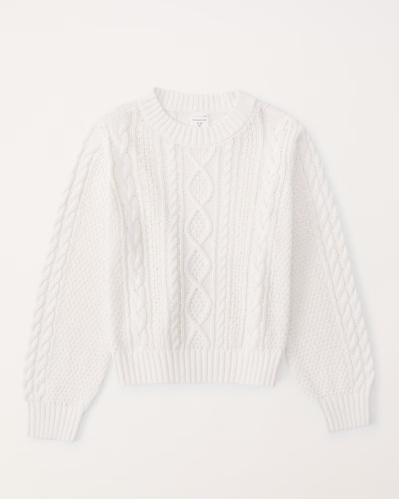 girls cable crewneck sweater | girls tops | Abercrombie.com | Abercrombie & Fitch (US)