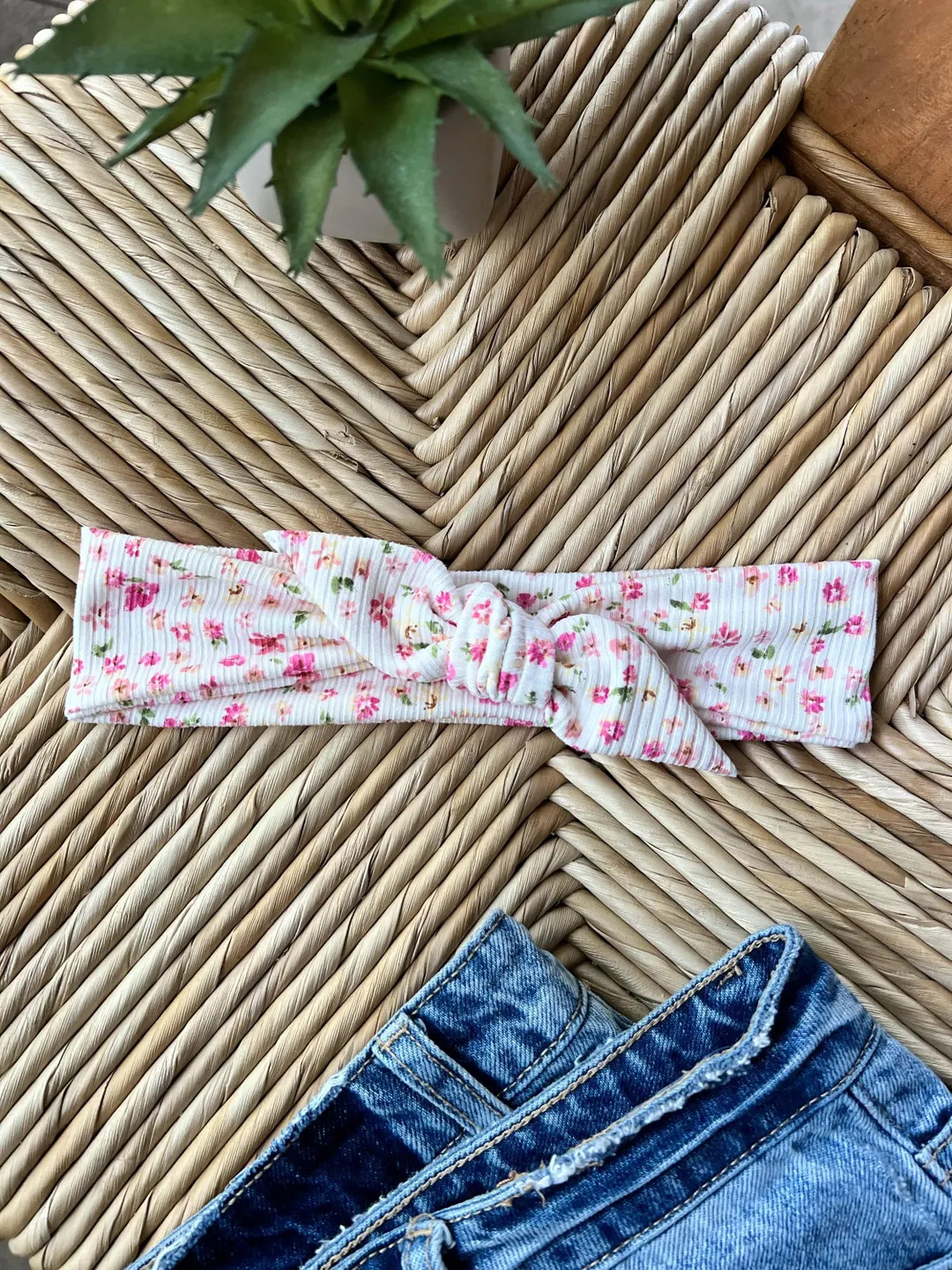 Pink Flower Tie Headband for Women Spring Floral Headband for Nurse Ribbed Headband for Yoga Tie ... | Etsy (US)