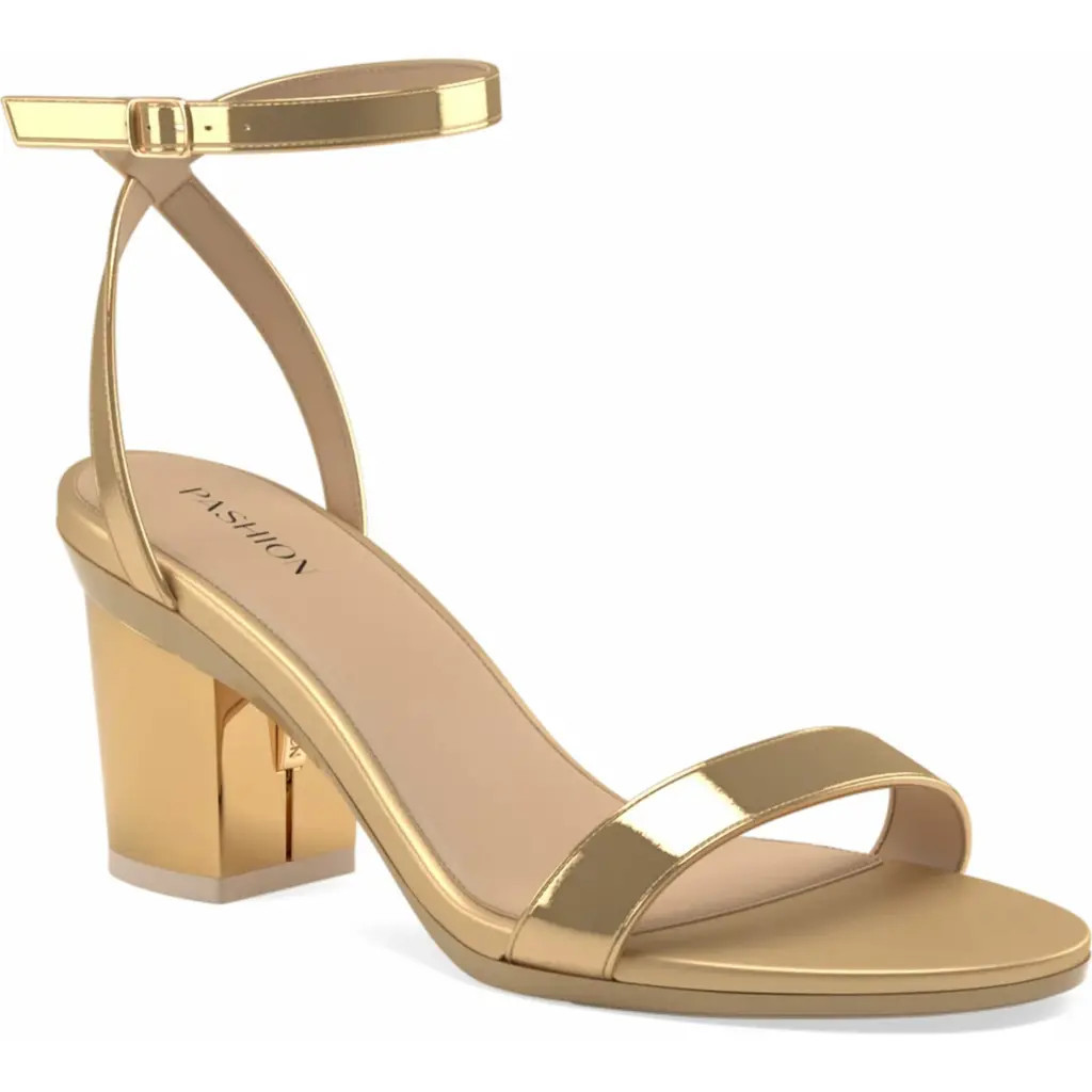 Pashion Footwear The Brenna 3"" Block in Gold at Nordstrom, Size 8.5 | Nordstrom