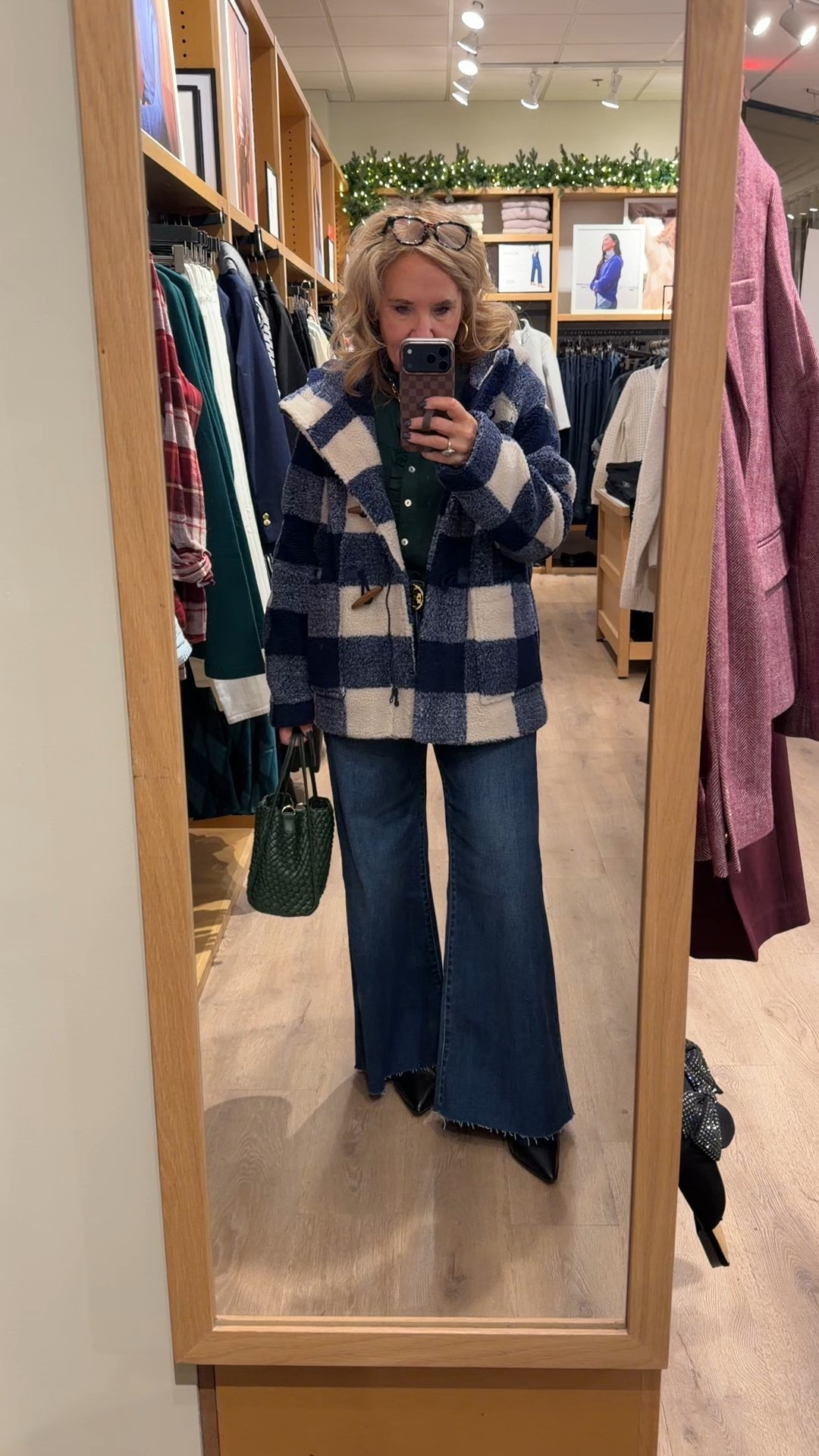 Caught myself in the mirror with this look and thought….dang that’s cute. 

Coat size 8
Jeans size 8/29
Blouse size medium 
Boots size up 1/2 
New color in my favorite Anthropologie purse! 

#LTKootd #LTKOver40 #LTKPetite