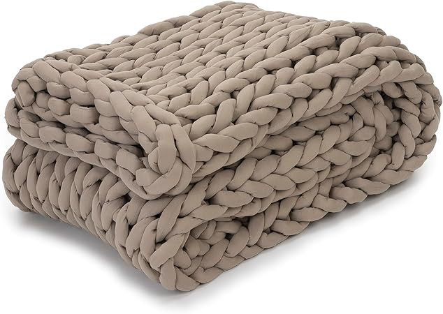 Nuzzie Chunky Knit Weighted Blanket - Breathable, Cooling, Hand Made Knit Throw Blanket for Sleep... | Amazon (US)