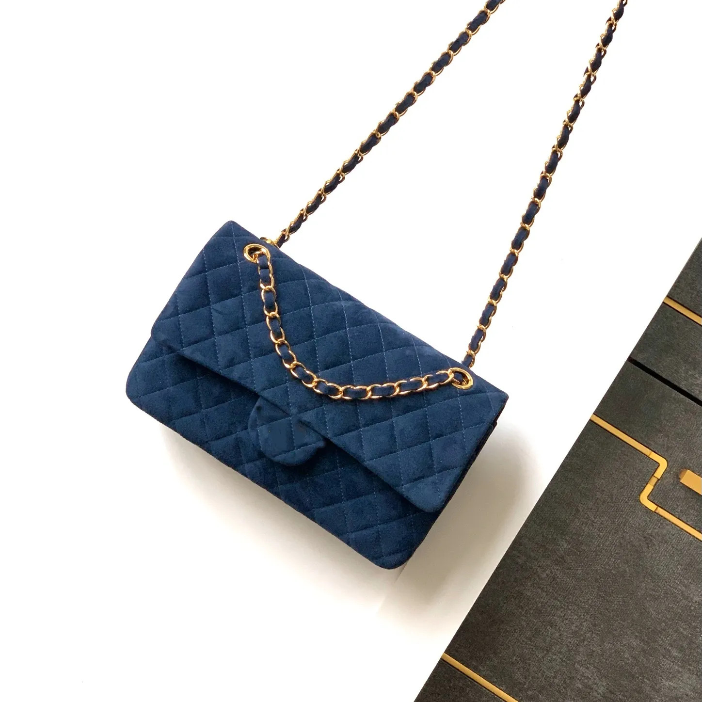 suede double flap bag mirror quality designer bag chain shoulder bag cross body purse genuine lea... | DHGate