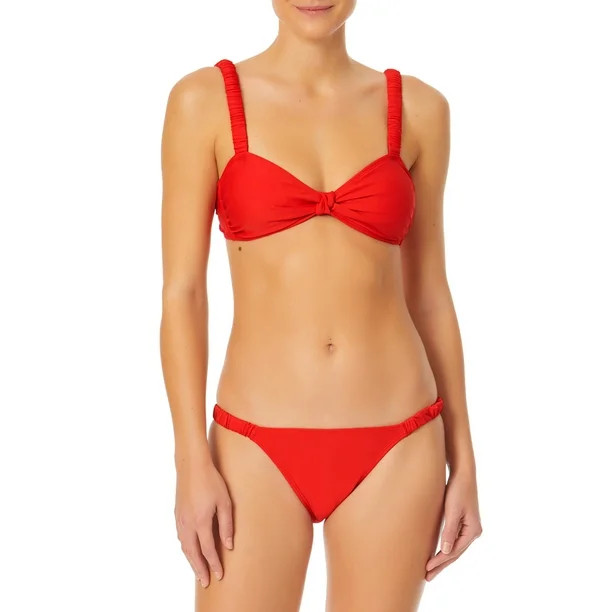 No Boundaries Tricot Solid Ruched Adjustable Swimsuit - Walmart.com | Walmart (US)