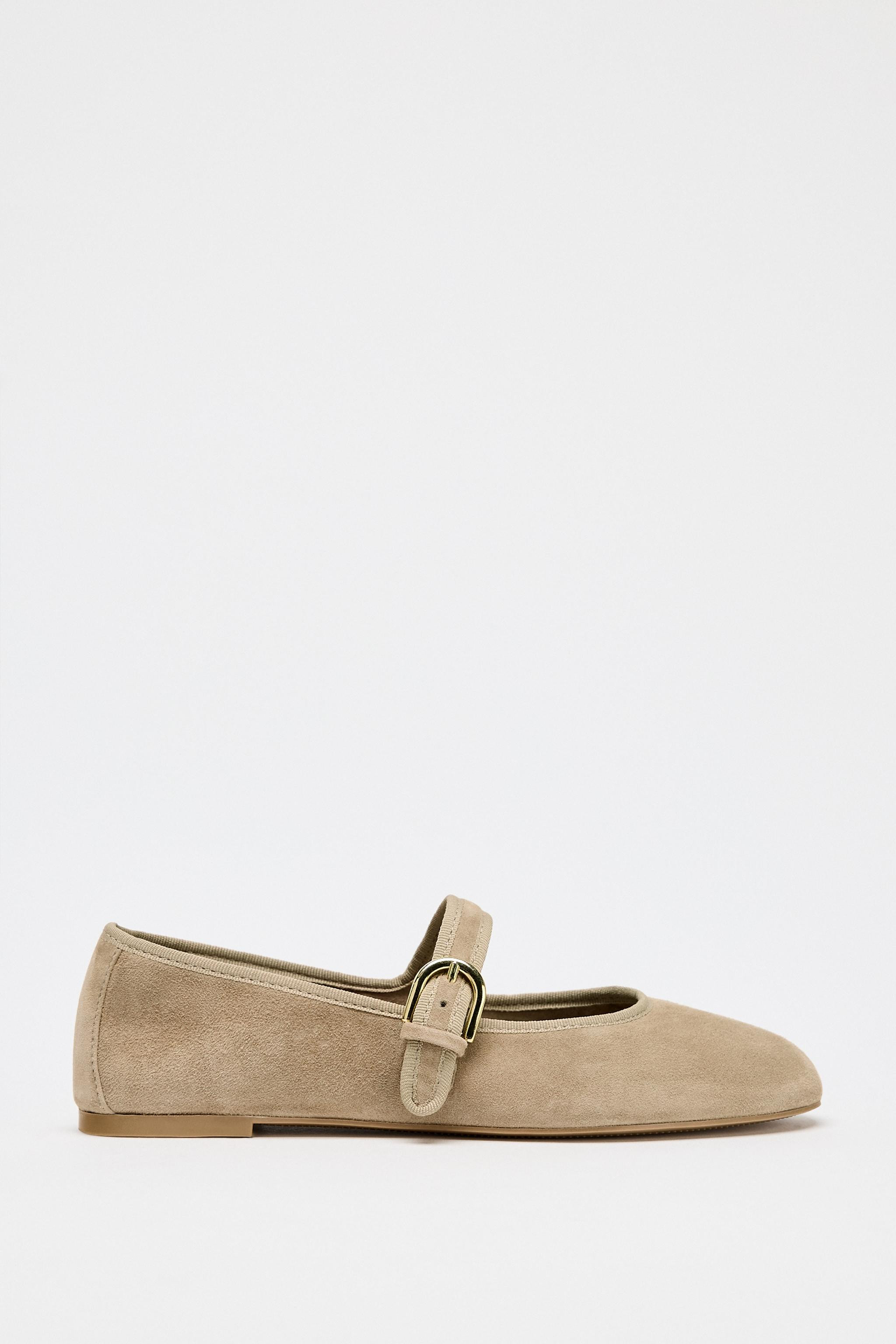 SUEDE STRAP BALLET FLATS | Zara US